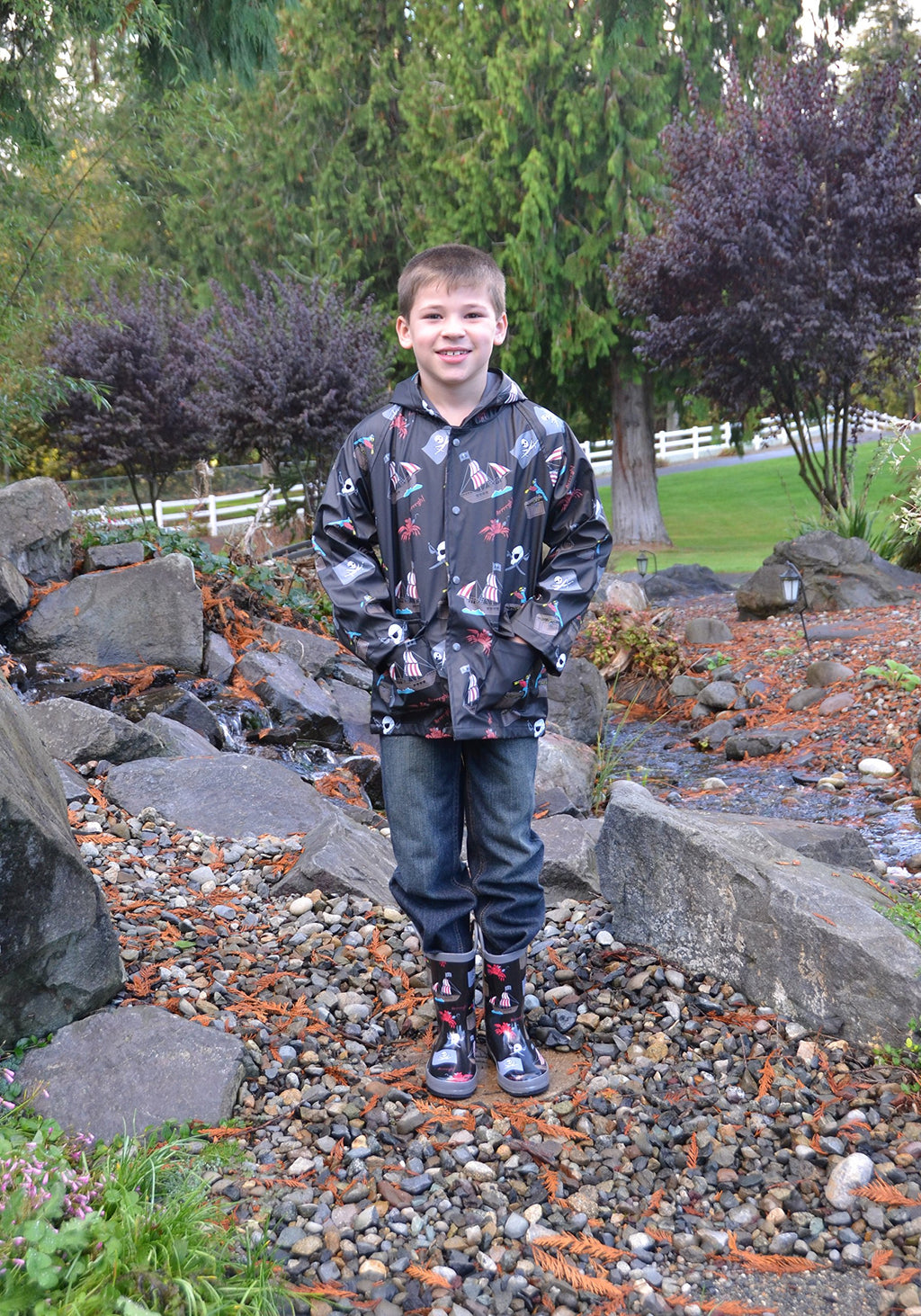 Foxfire FOX-600-94-6 Childrens Black Pirate Rain Boot - Size 6