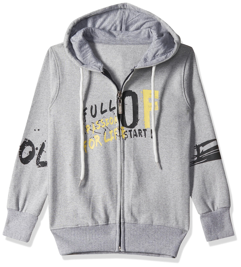 T2F Cotton Hooded Neck Regular Fit Hoodie (Boys-SS_35_Grey