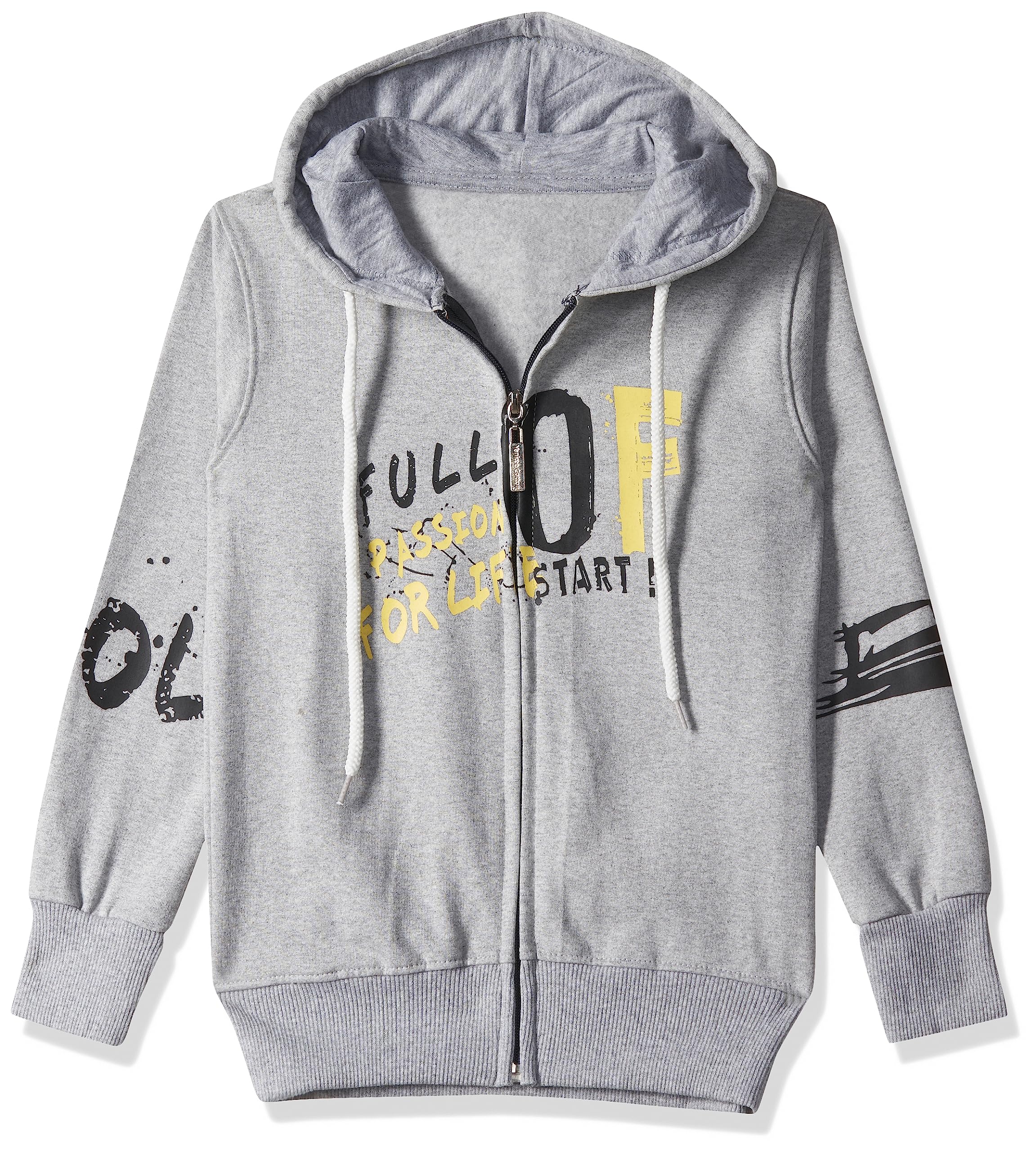 T2F Cotton Hooded Neck Regular Fit Hoodie (Boys-SS_35_Grey