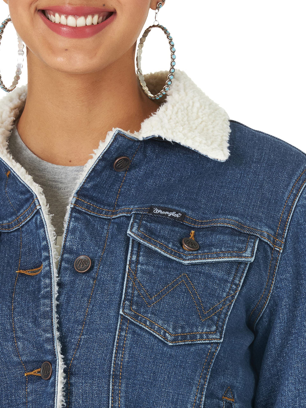 Wrangler womens Retro Sherpa Lined Jacket, Denim, Medium US