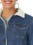 Wrangler Women's Retro Sherpa Lined Jacket, Denim, X-Large