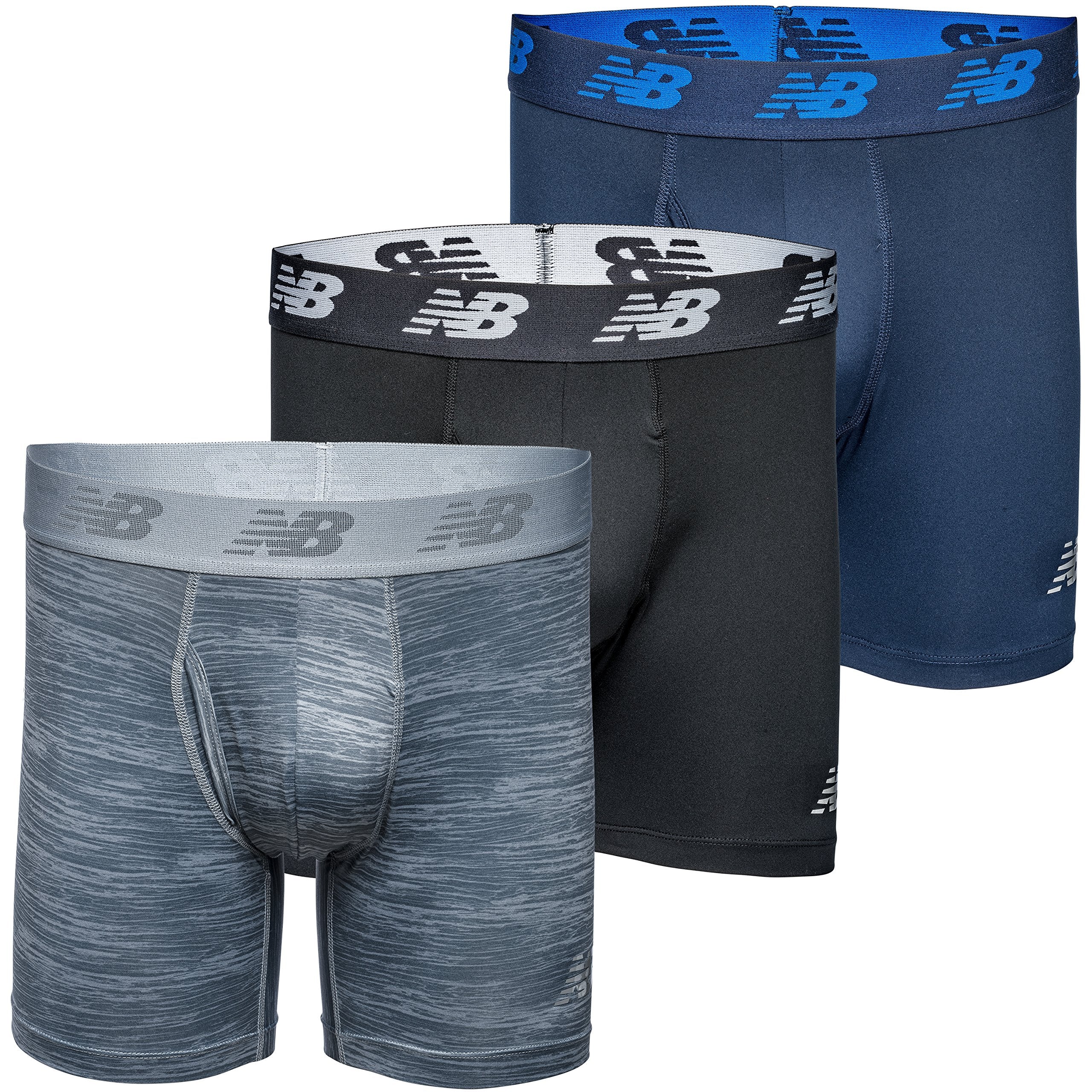 New Balance Men's Big and Tall 6 Boxer Brief Fly Front with Pouch, 3-Pack of Big Man Boxers