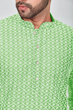 Be Active MenS Cotton Embroidered Lucknowi Green Kurta Set || MenS Kurta Pajama || MenS Kurta Pajama Set || Kurta Pajama For