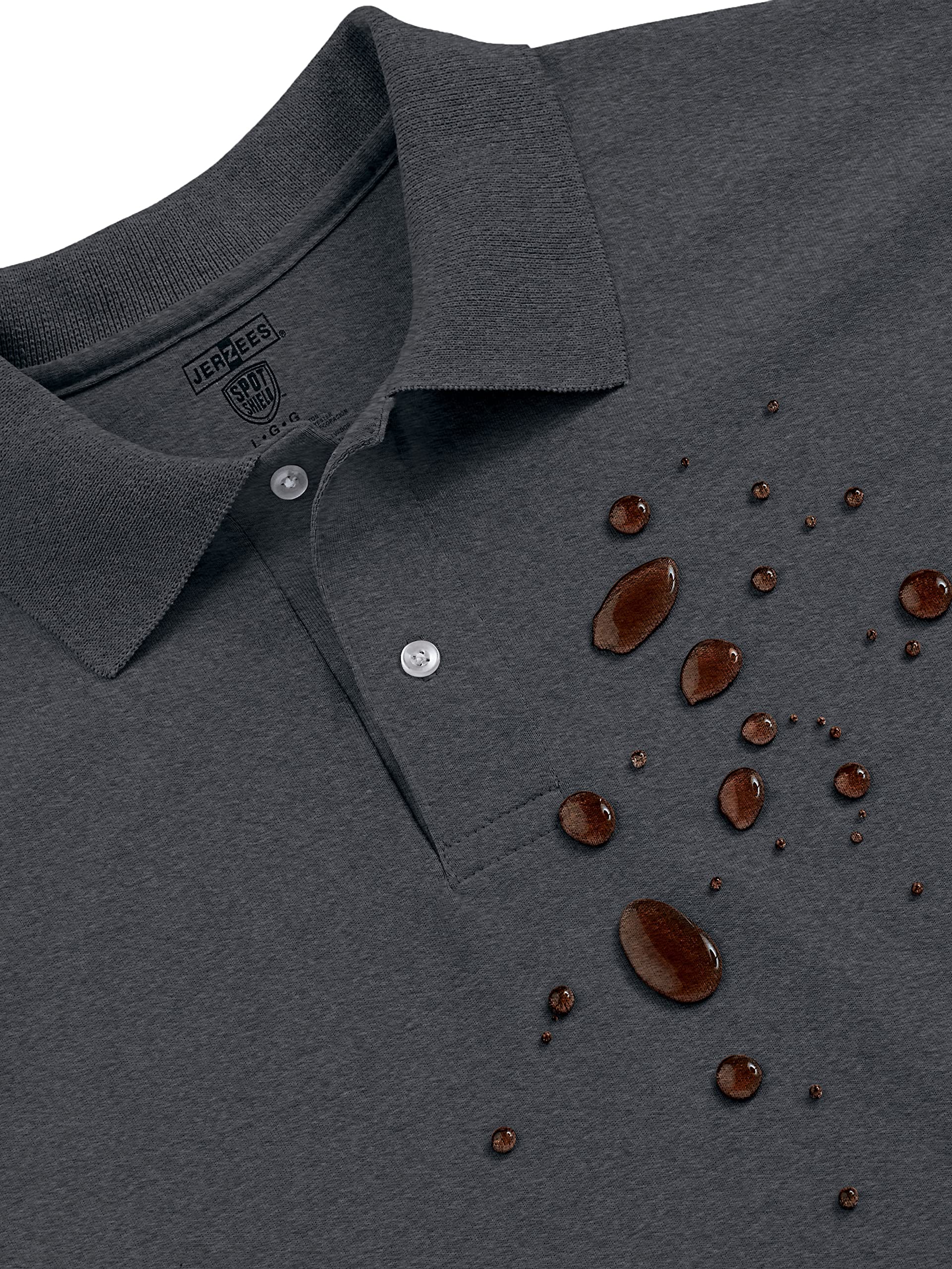 Jerzees Mens SpotShield Stain-Resistant Polo Shirt, Small, Black