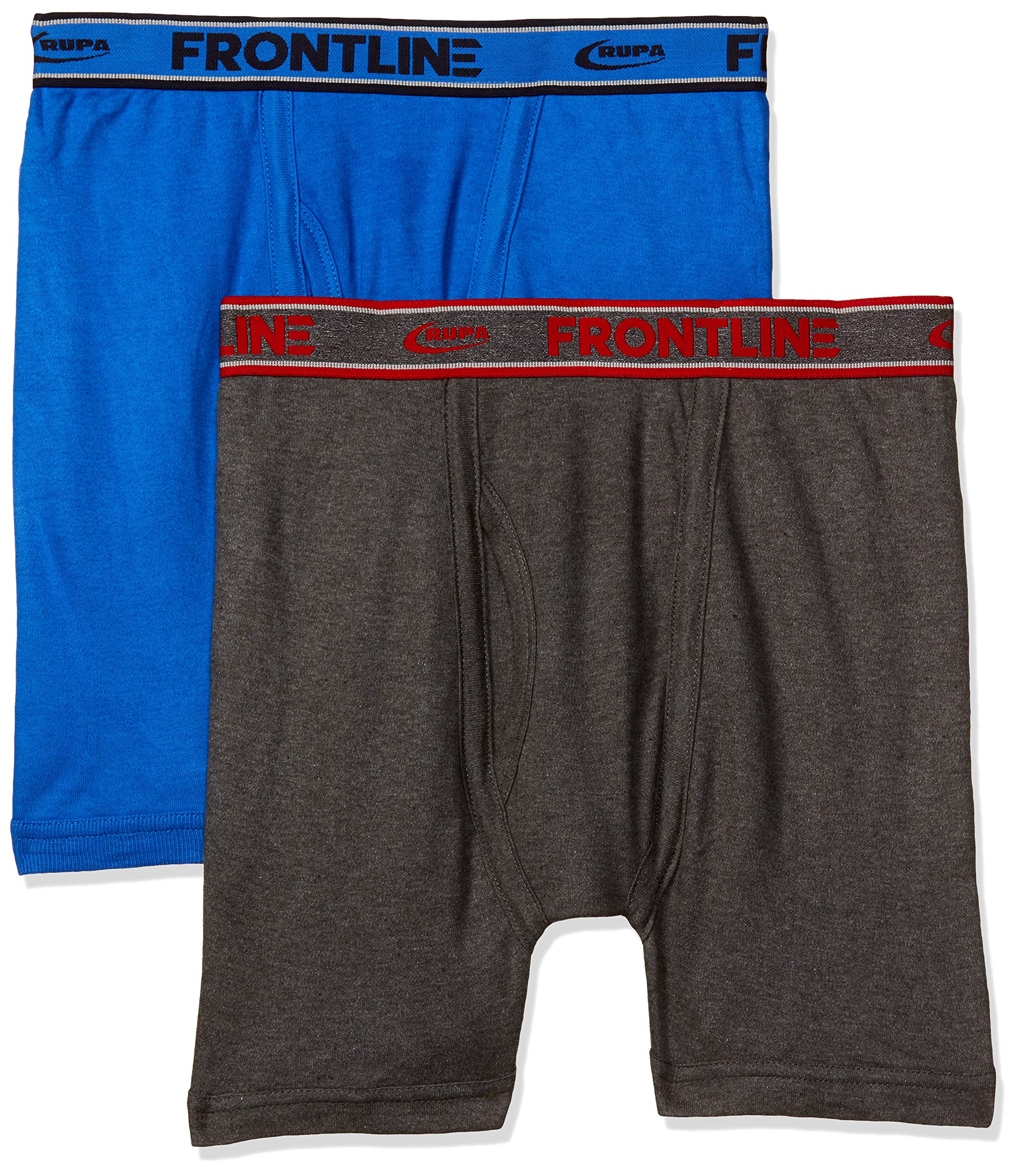 RUPA FRONTLINE Long Trunk for Men, 100% Cotton Material, Outer Elastic, Pack of 2 Assorted