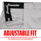 Franklin Sports Youth Baseball + Softball Pants - Knee High Grey Baseball Pants for Kids - Boys + Girls Knicker Style Bottoms wi