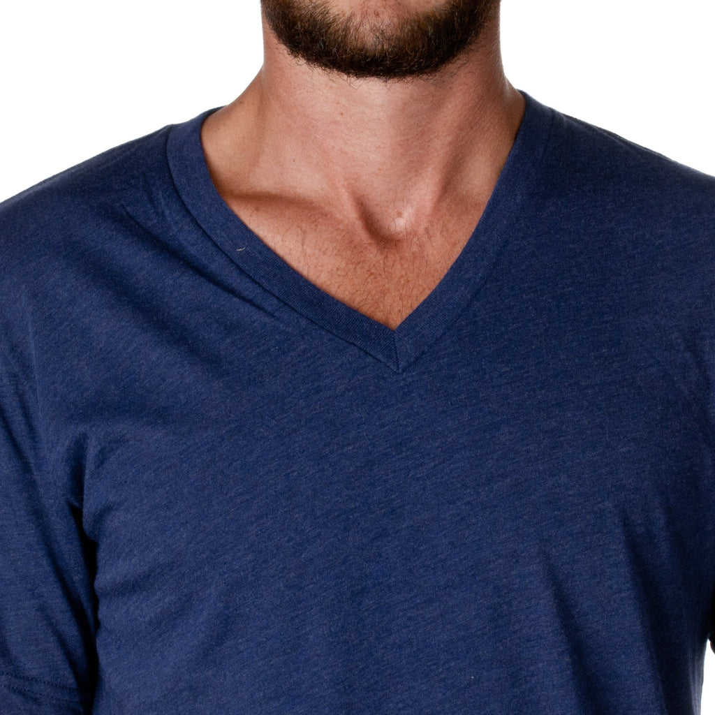 Unisex Triblend V-Neck T-Shirt - BLUE TRIBLEND - S(D0102H7W72T)