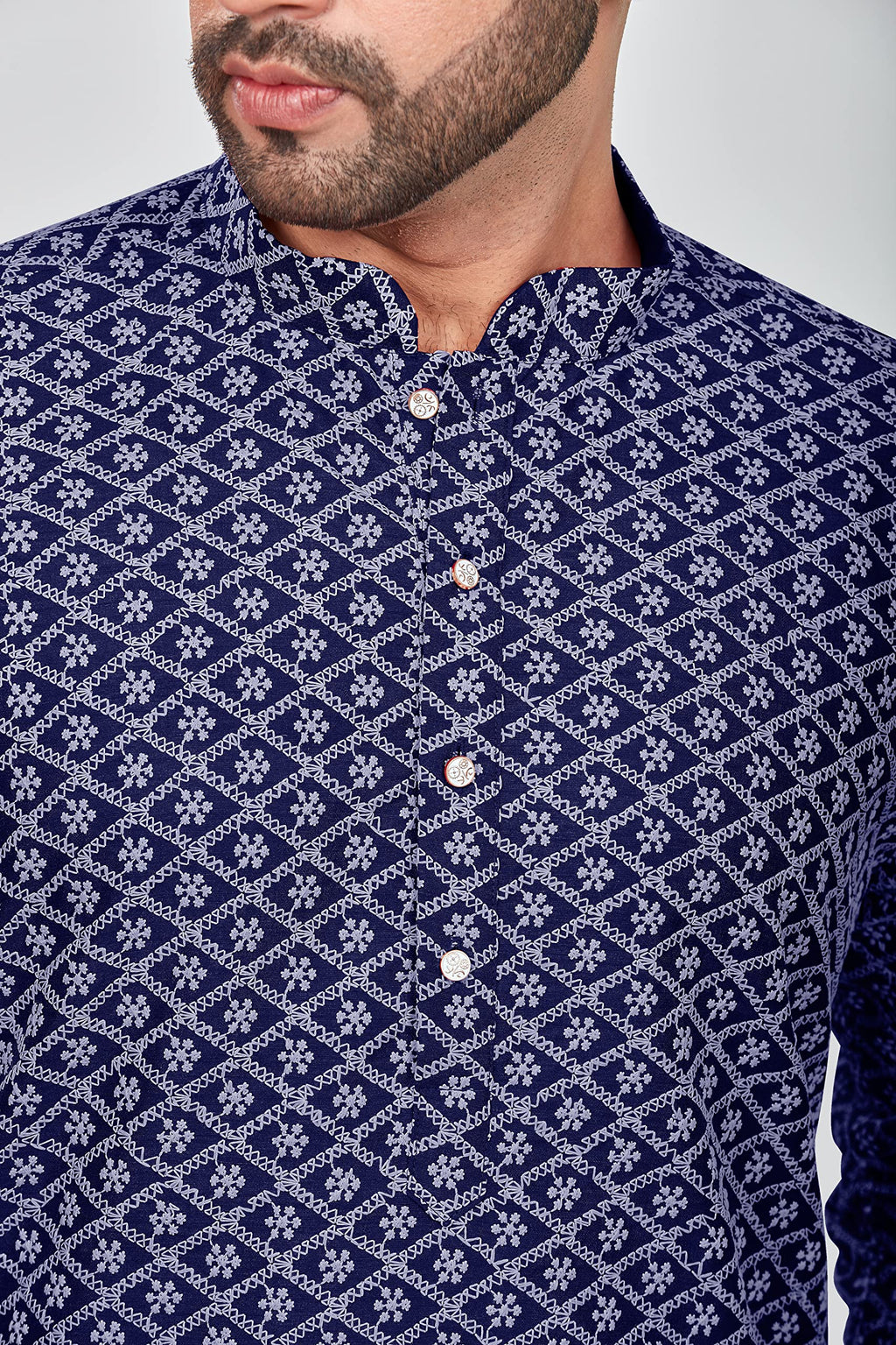 Be Active MenS Embroidered Lucknowi Navy Blue Kurta Set || Men Kurta Pajama || Men Kurta Pajama Set || Kurta Pajama For Men (Rf