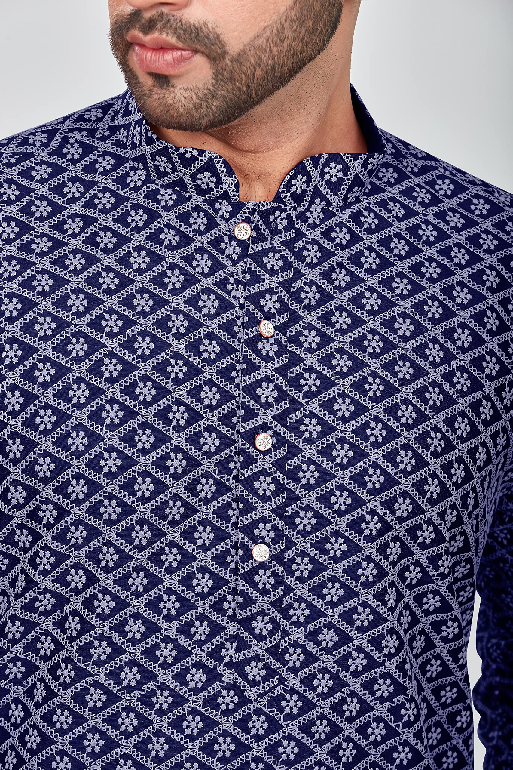 Be Active MenS Embroidered Lucknowi Navy Blue Kurta Set || Men Kurta Pajama || Men Kurta Pajama Set || Kurta Pajama For Men (Rf