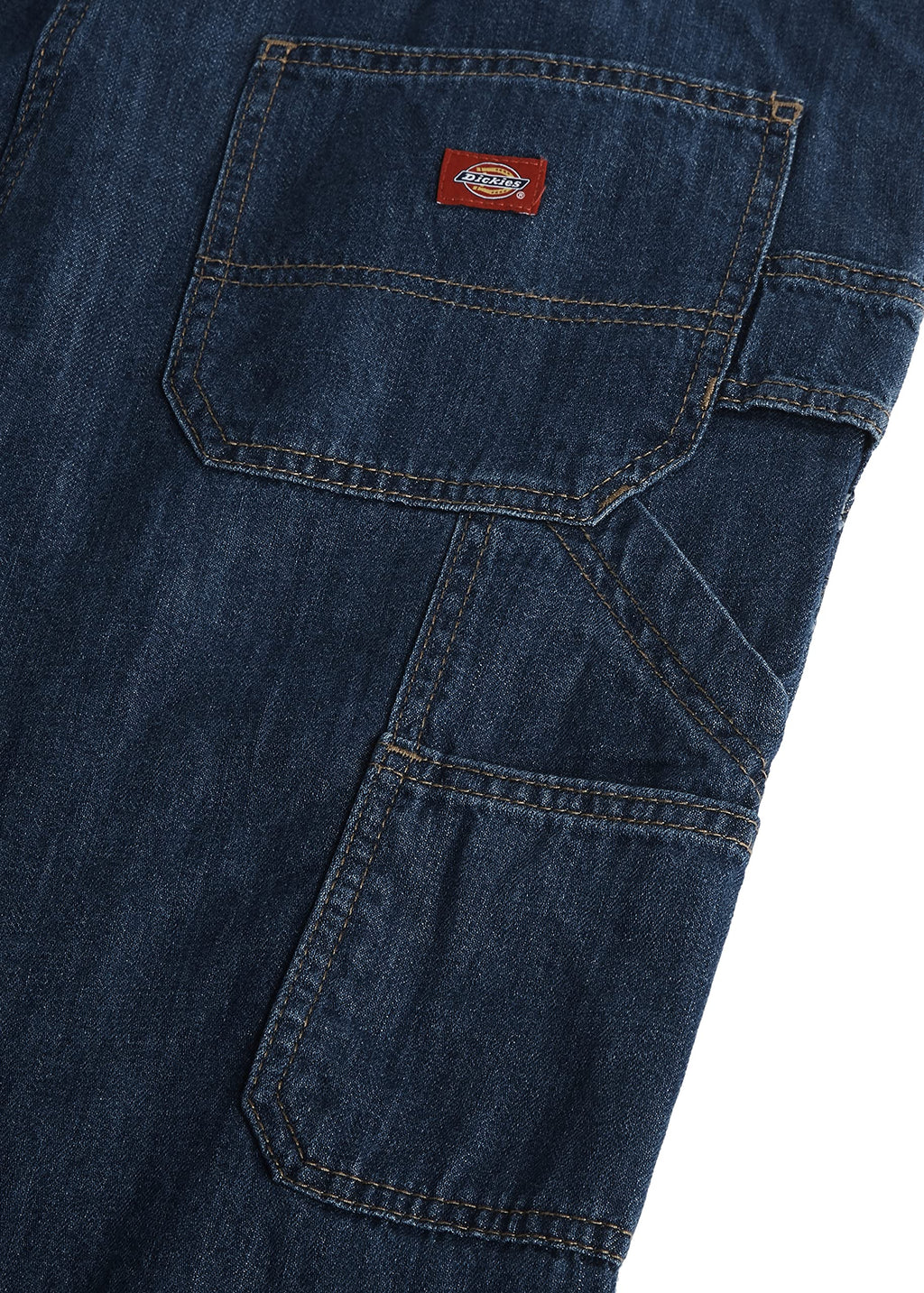 Dickies womens Denim Bib overalls, Medium Stonewashed Denim, Large US
