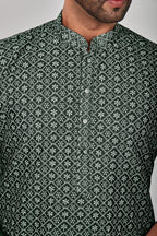 Be Active MenS Embroidered Lucknowi Green Kurta Set || Men Kurta Pajama || Men Kurta Pajama Set || Kurta Pajama For Men (Rfsk00