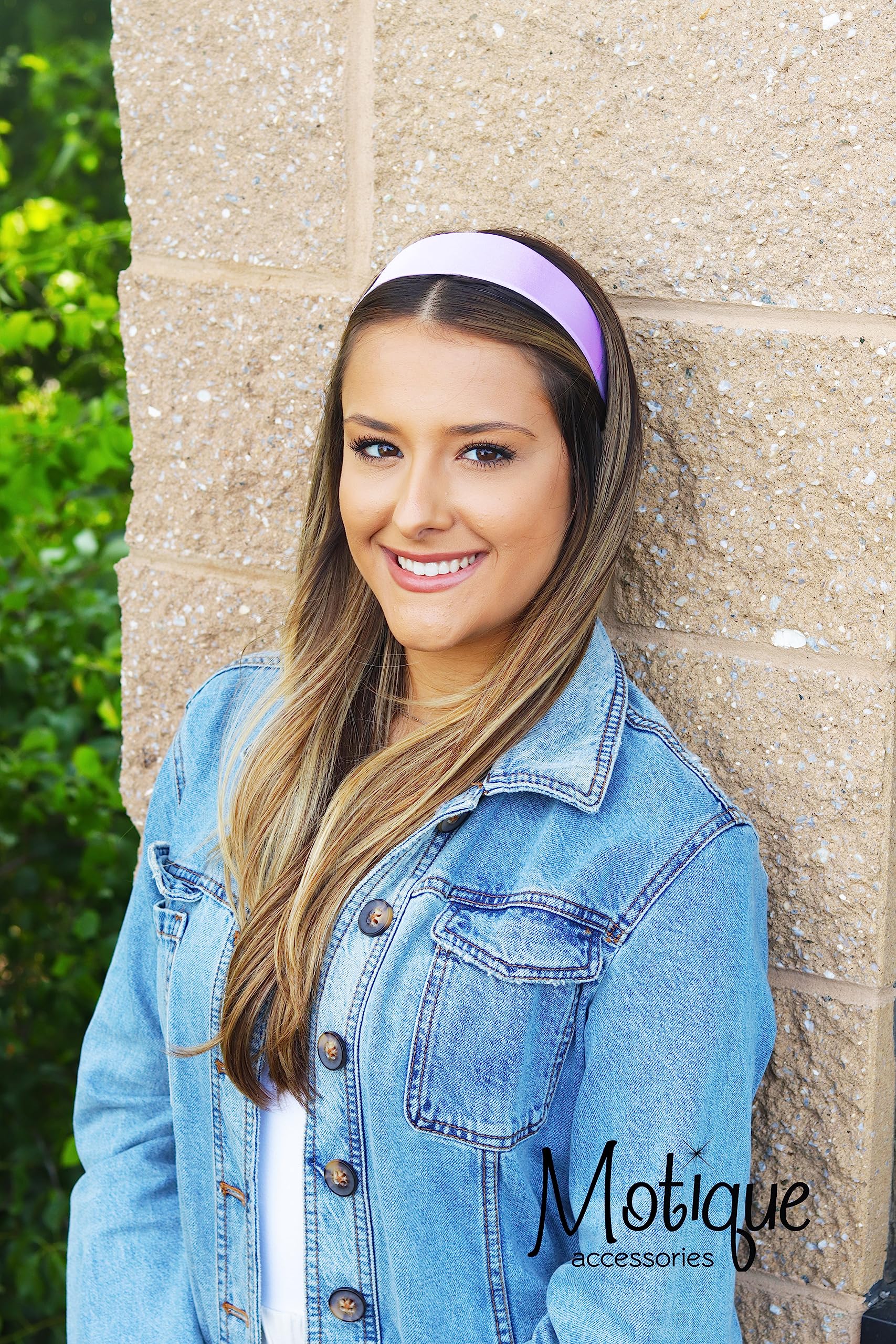 Motique Accessories Lavender 2 Inch Wide Satin Hard Headband with No Teeth