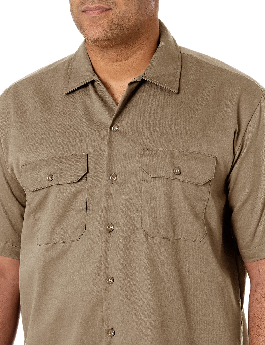 Dickies Mens Big and Tall Short Sleeve Work Shirt, Khaki, Small