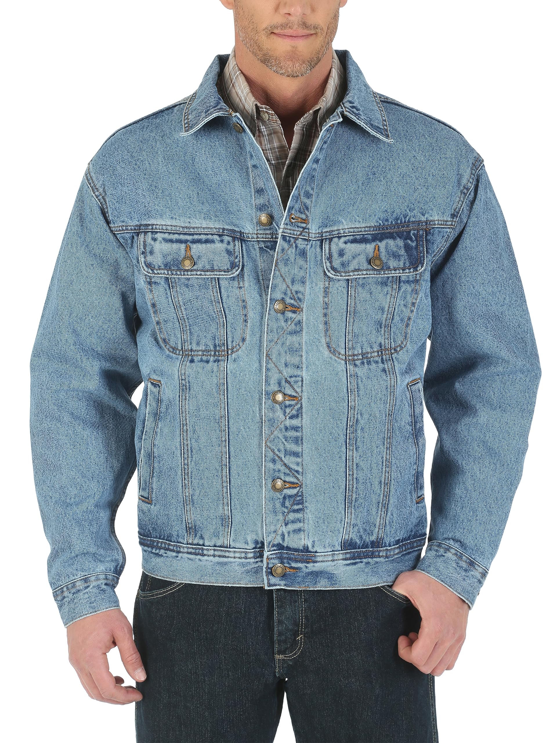 Wrangler mens Rugged Wear Unlined Denim Jacket, Vintage Indigo, 6X-Large US