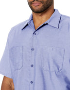 Red Kap Mens Tall Industrial Work Shirt, Regular Fit, Short Sleeve, Light Blue, 3X-Large