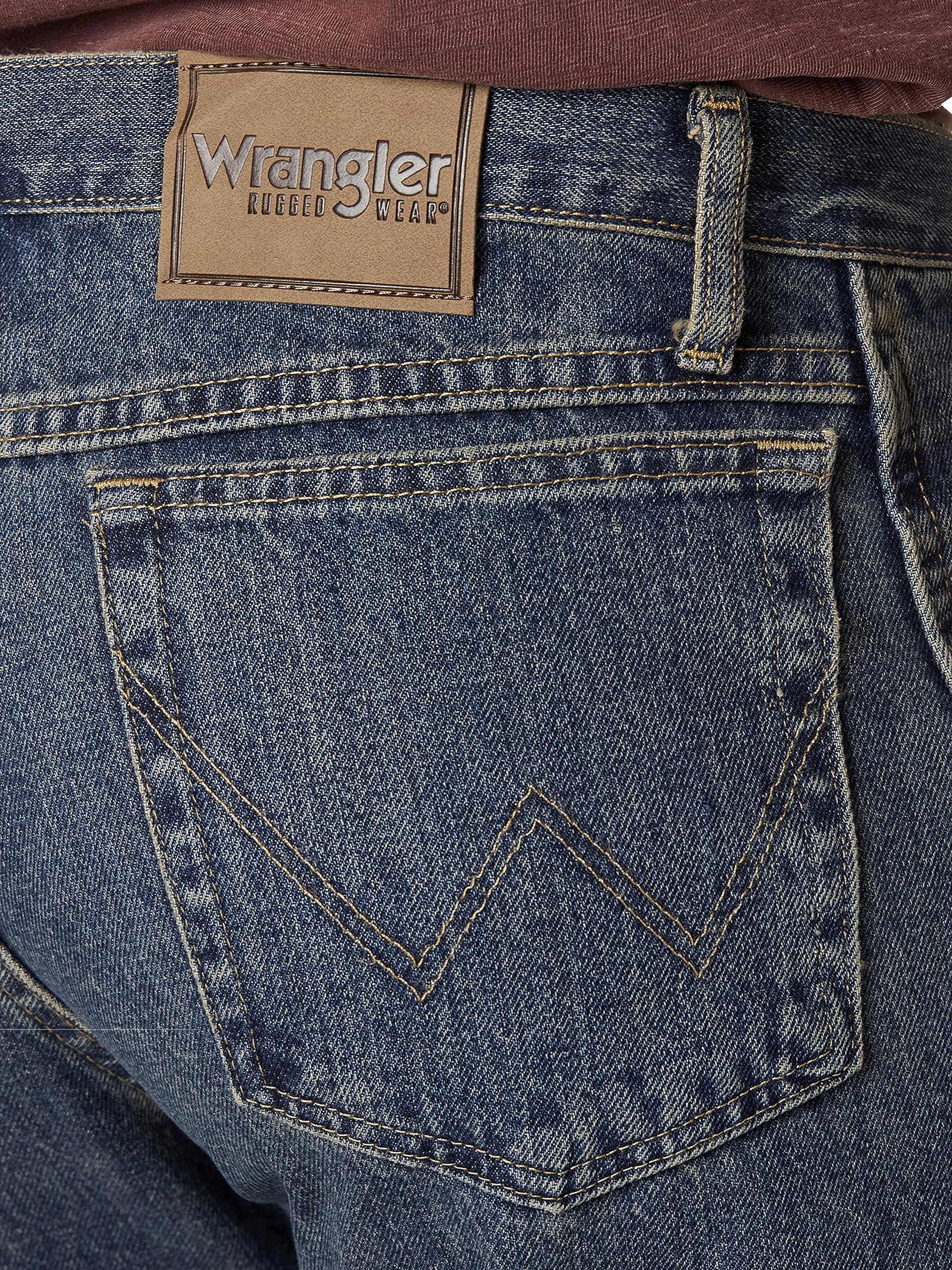 Wrangler mens Rugged Wear Relaxed Straight Fit jeans, Mediterranean, 35W x 30L US