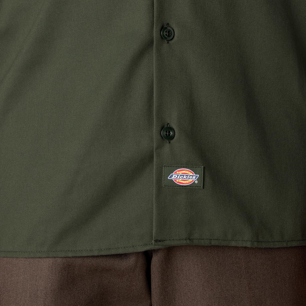 Dickies mens Long-sleeve work utility button down shirts, Olive green, Small US
