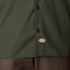 Dickies mens Long-sleeve work utility button down shirts, Olive green, Small US