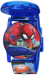 Accutime Kids Marvel Spider-Man Digital Quartz Plastic Watch for Boys & Girls with LCD Display, Blue (Model: SPD4493)