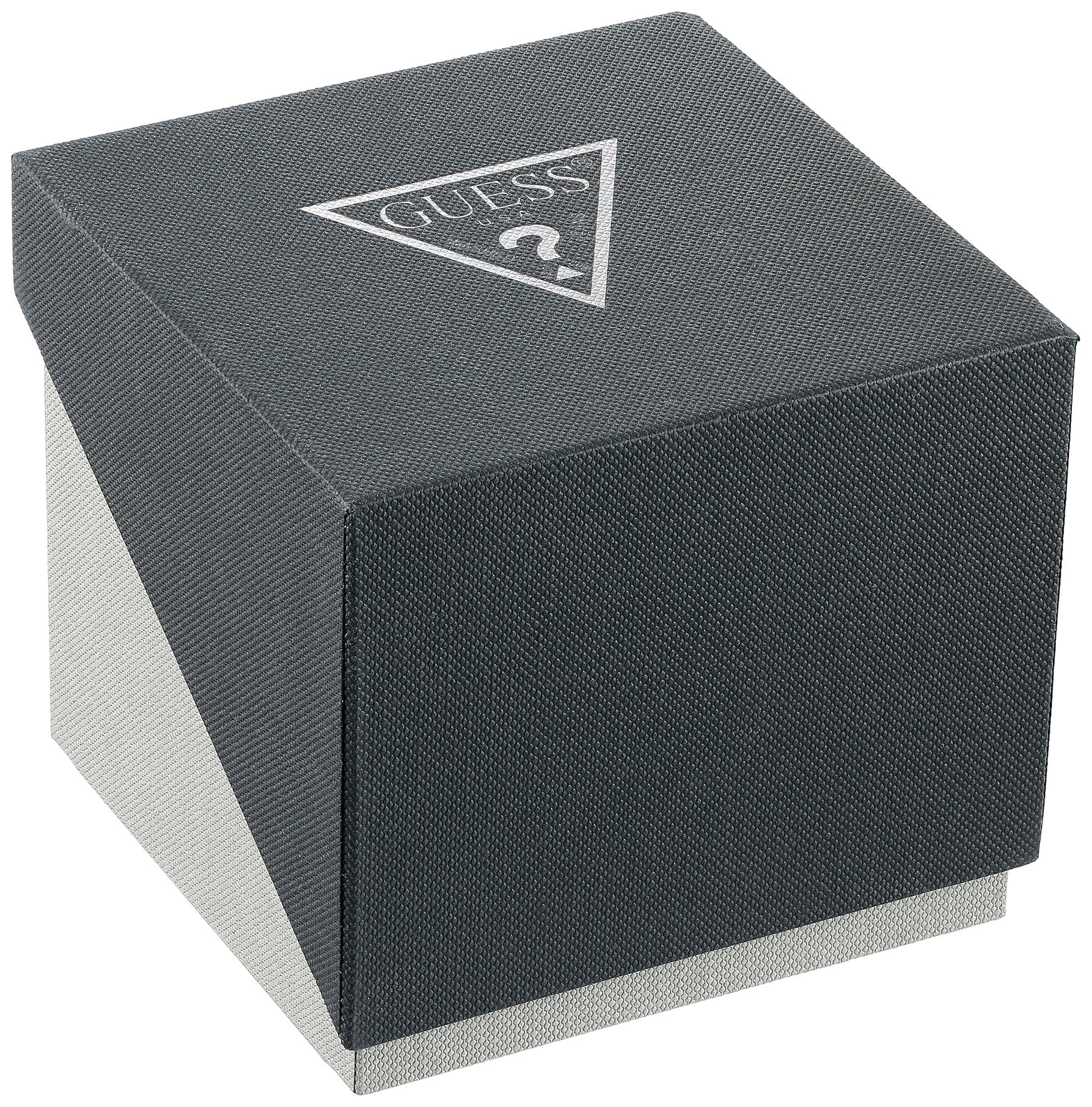 GUESS Stainless Steel + Rose Gold-Tone White Stain Resistant Silicone Watch with Day + Date Functions. Color: White (Model: U105