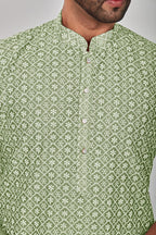 Be Active MenS Embroidered Lucknowi Green Kurta Set || Men Kurta Pajama || Men Kurta Pajama Set || Kurta Pajama For Men (Rfsk00
