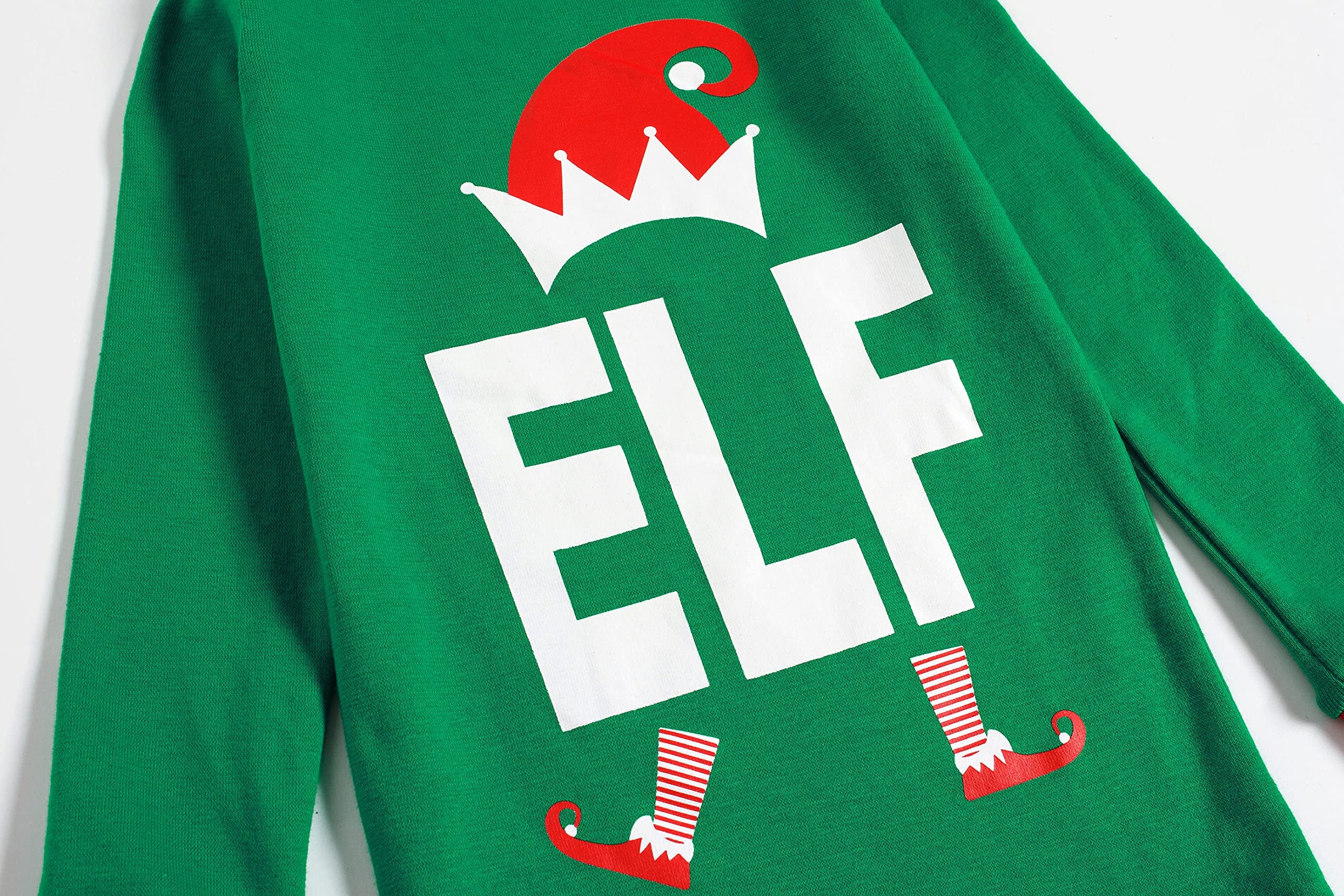 Family Feeling Baby Infant Holiday Christmas Elf 2022 Matching Family Long Sleeves Pajamas Set Green Size 18-24M