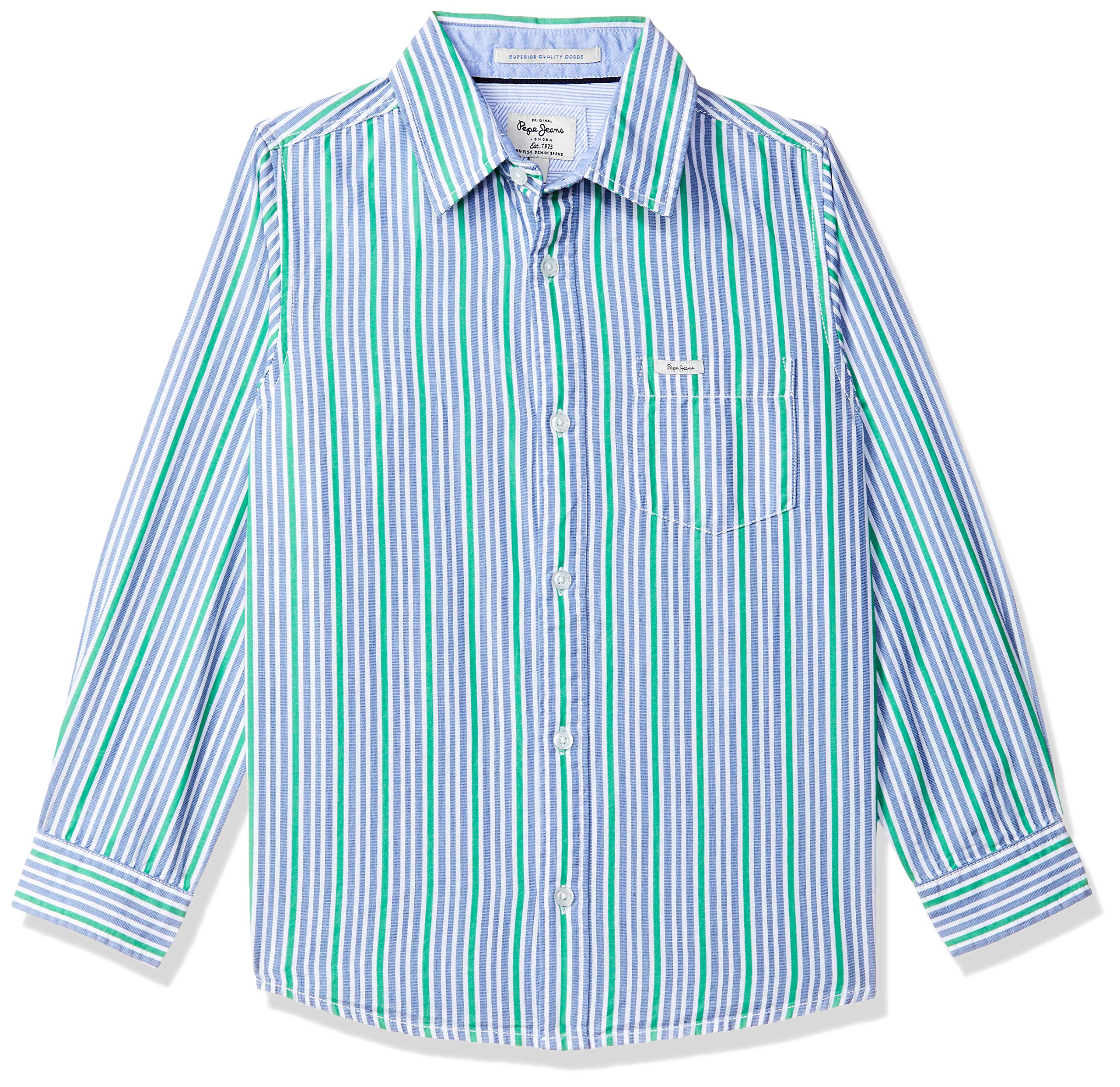 Pepe Jeans BoyS Striped Regular Fit Shirt (Pb301805_Green 12-13 Years)