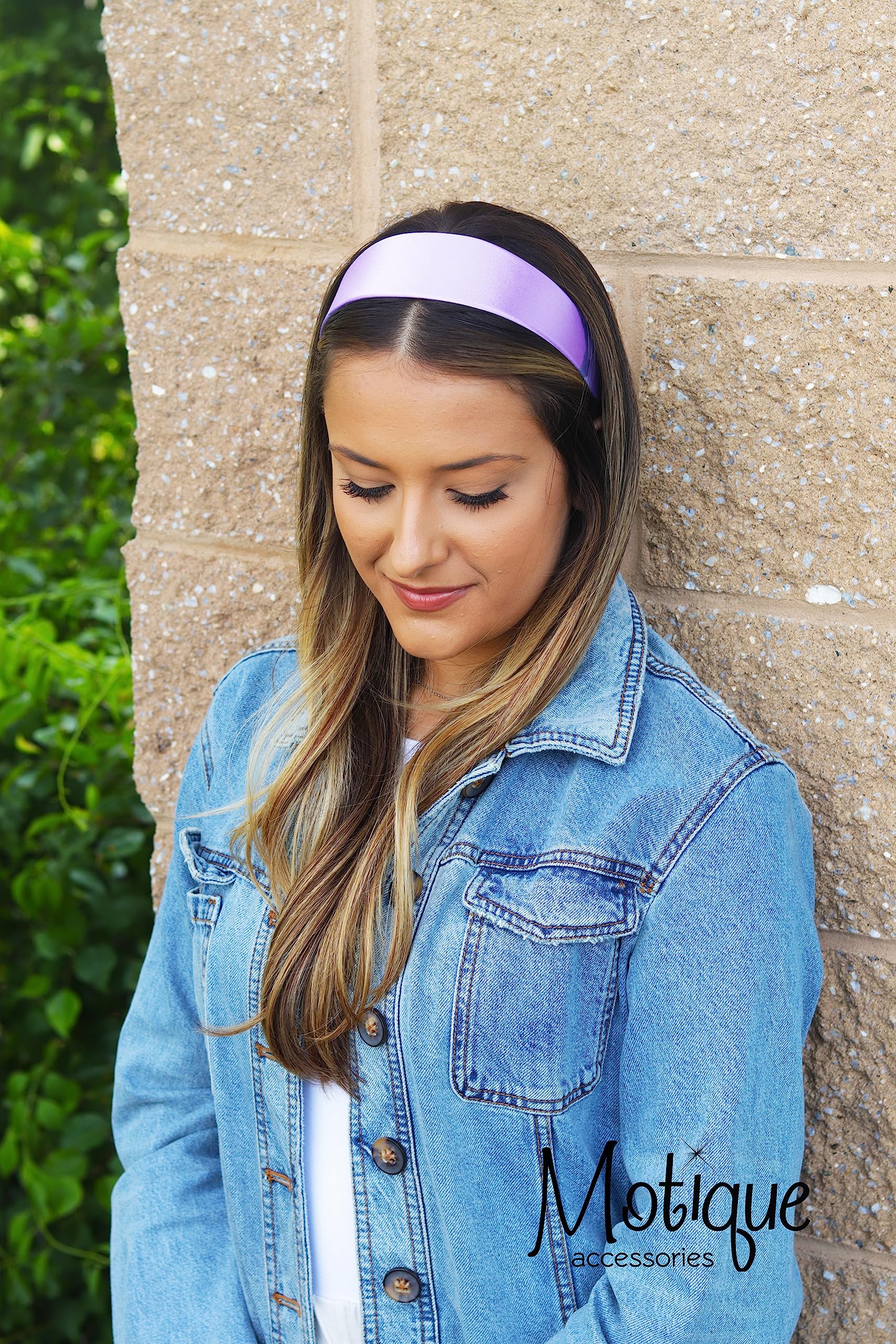 Motique Accessories Lavender 2 Inch Wide Satin Hard Headband with No Teeth