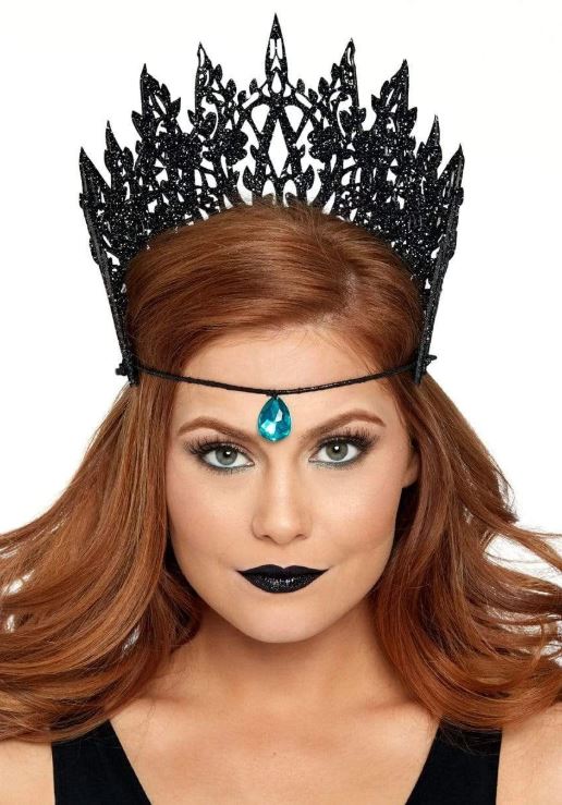 Leg Avenue Glitter die cut crown with jew Black Color