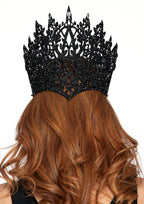 Leg Avenue Glitter die cut crown with jew Black Color