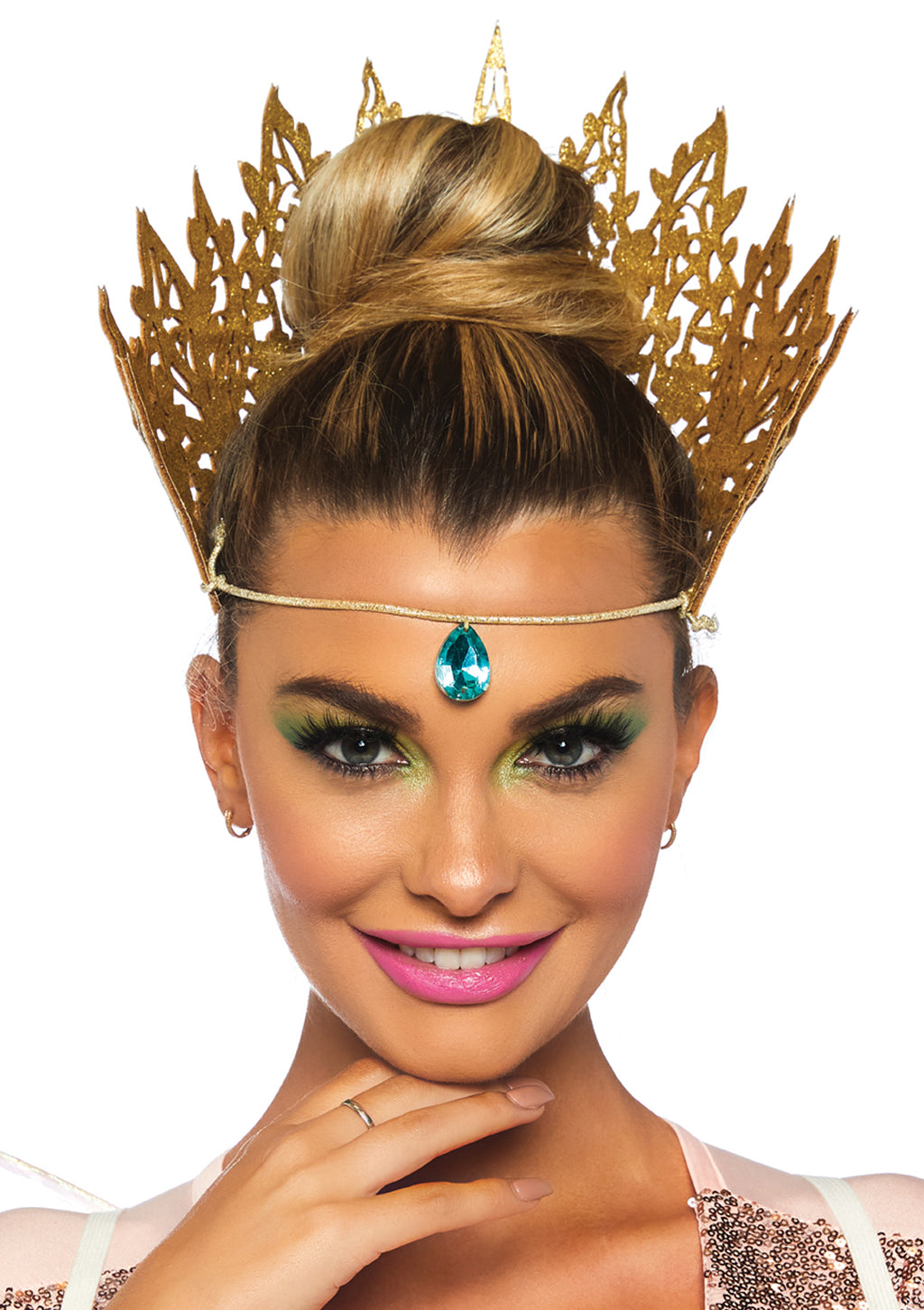 Leg Avenue Glitter die cut crown with jew Gold Color