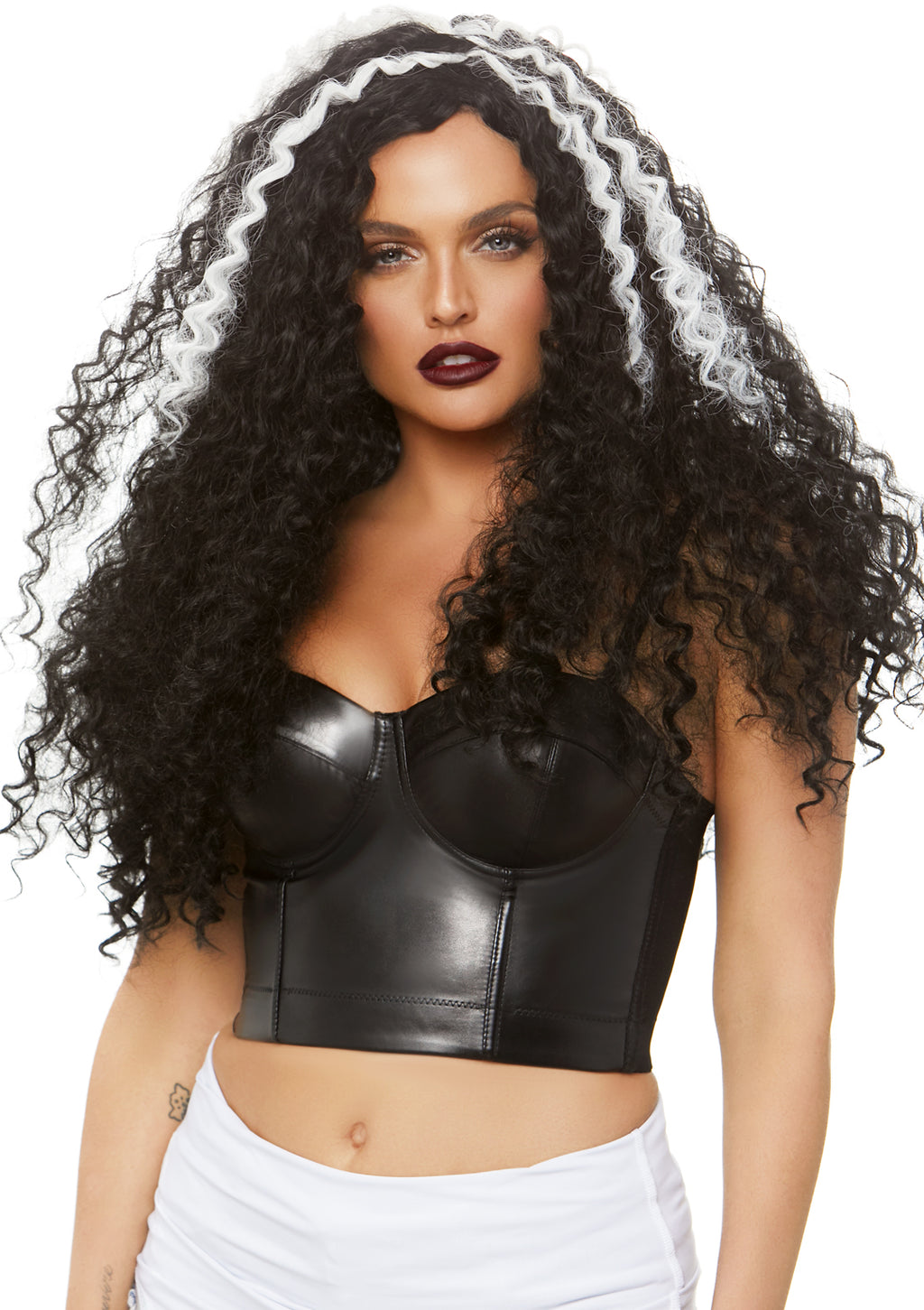 Leg Avenue 29 Long curly wig. Blk/White Color