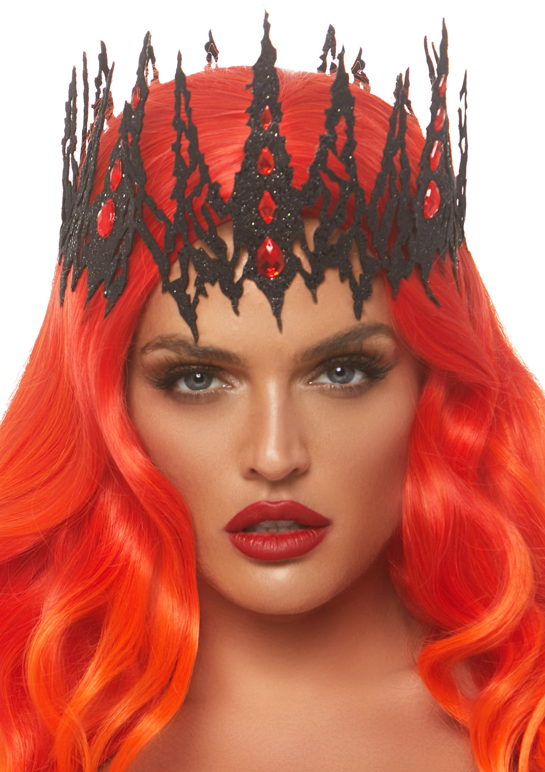 Leg Avenue Glitter die cut jeweled crown. Black Color