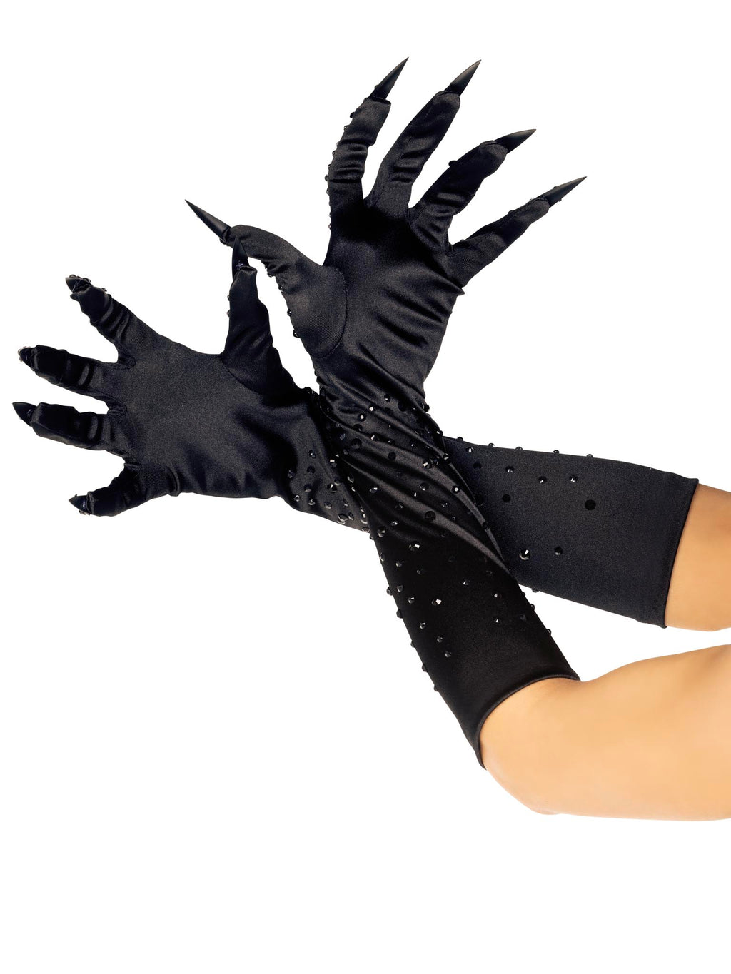 Rhinestone claw gloves.
