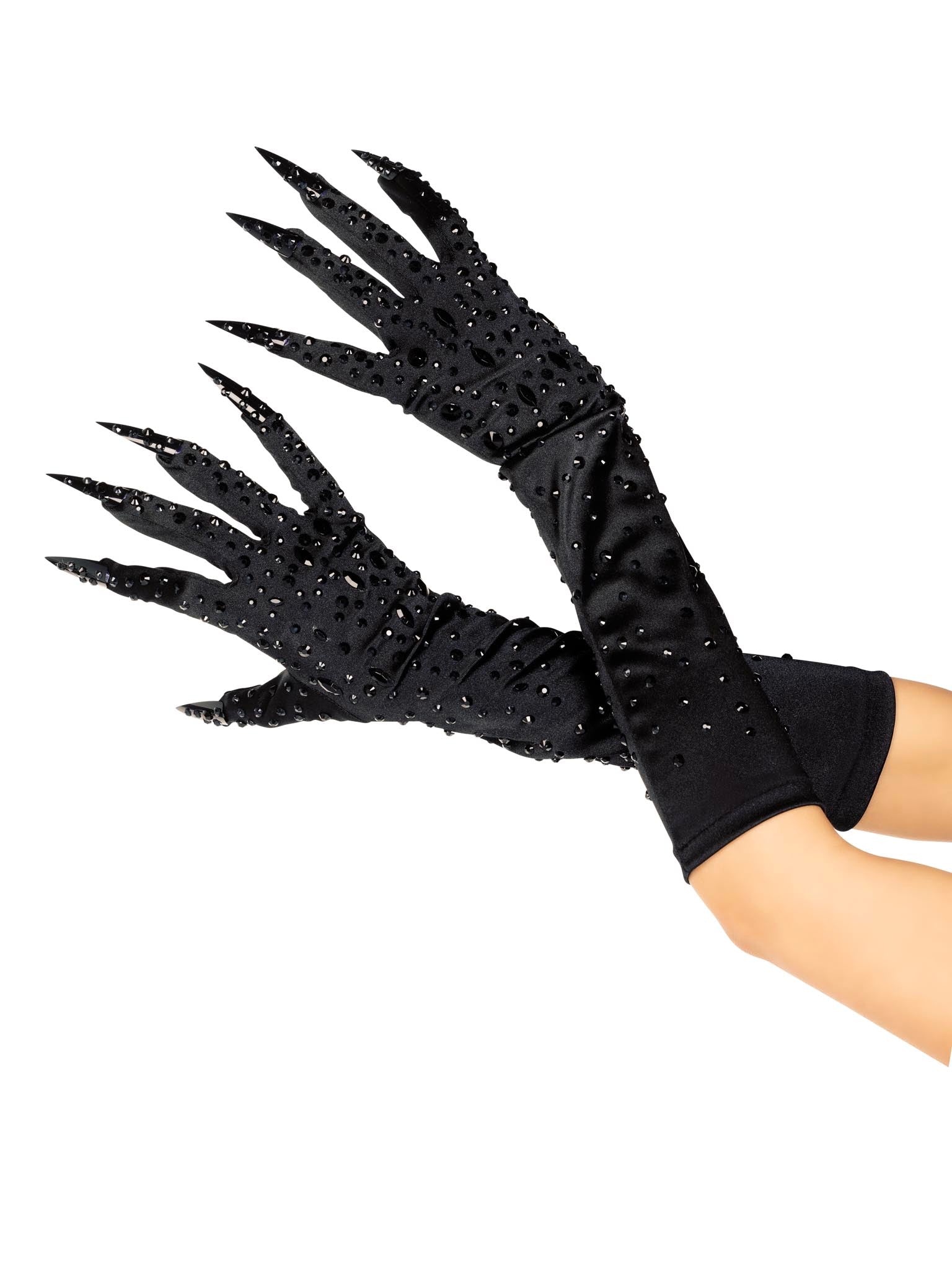 Rhinestone claw gloves.