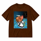 Men Women's Funny Animal Meme Graphic T-Shirt- Menswear Shortsleeve Rock-Inspired Tee, Round Neck, Random Digital Print, Regular Fit, Durable, Machine Washable, All-Season Comfort, Casual Streetwear Unisex Sport Top