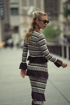 Crochet Knit Top- Chocolate and Cream