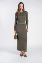 Scalloped Knit Top- Olive