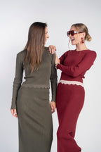 Scalloped Knit Top- Bordeaux