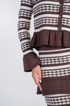 Crochet Knit Top- Chocolate and Cream