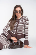 Crochet Knit Top- Chocolate and Cream