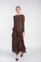 Alison Lace Tee- Chocolate