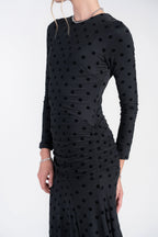 Verona Mesh Dot Dress- Black