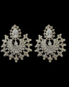 DJET95 Subhana silver plated chandbali earrings tika set  ( READY TO SHIP )