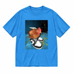 Men Women's Funny Animal Meme Graphic T-Shirt- Menswear Shortsleeve Rock-Inspired Tee, Round Neck, Random Digital Print, Regular Fit, Durable, Machine Washable, All-Season Comfort, Casual Streetwear Unisex Sport Top