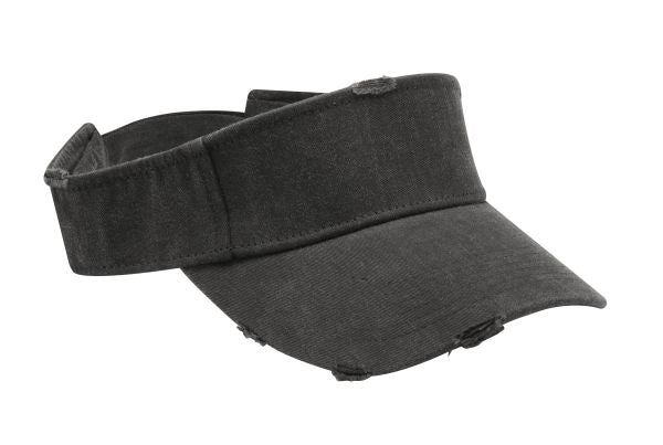 DV101 | DRIFTER- Pigment Dyed, Garment Washed, Cotton Twill Distressed Visor with Self-Fabric Hook and Loop Closure - BLACK