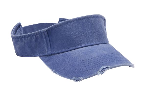 DV101 | DRIFTER- Pigment Dyed, Garment Washed, Cotton Twill Distressed Visor with Self-Fabric Hook and Loop Closure - ROYAL