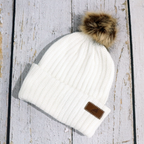Adult Cotton Cuff with Shepard Pom Bright White