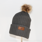 Adult Cotton Cuff with Shepard Pom Cool Gray