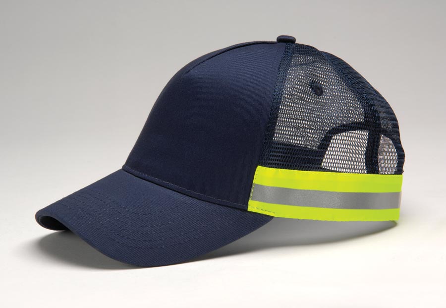 TR102 | TRUCKER REFLECTOR- Cotton twill, six panel, structured, mid-profile, high visibility contrast color taping with reflecti